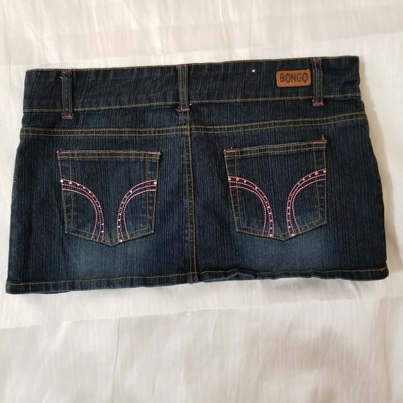BONGO Cotton blend Dark Denim Mini Skirt In Size 7 - Picture 2 of 8